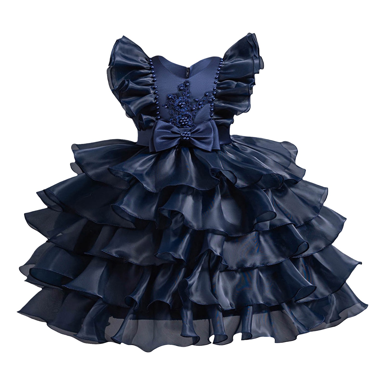 Flower Girl Dresses for Wedding Easter Dresses Birthday Spaghetti Strap TuTU Princess Pageant Birthday Party Gown #Navy 3-4 Years